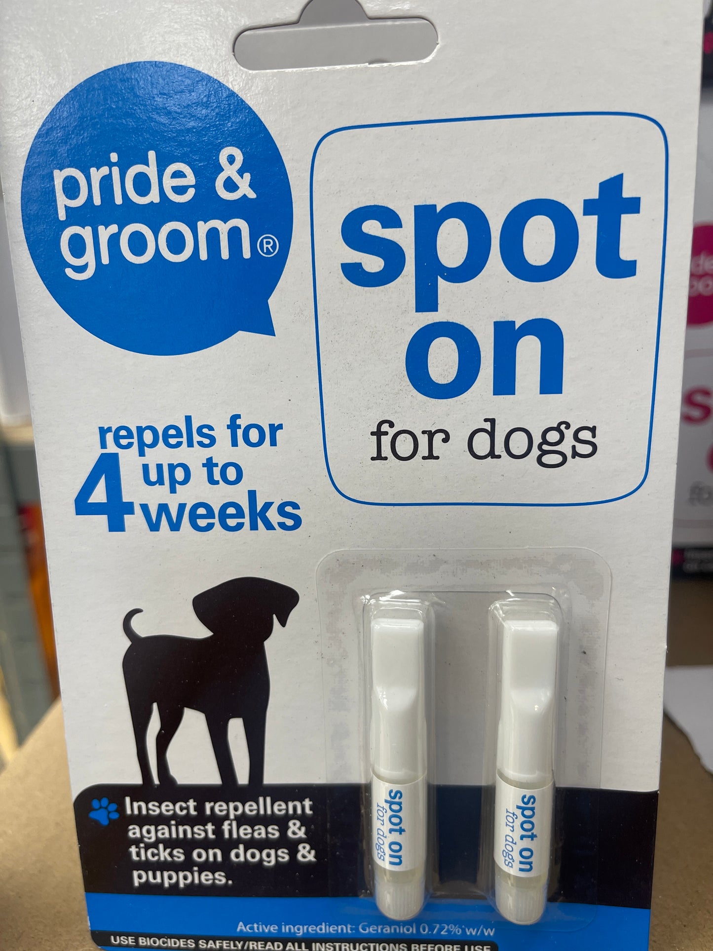 Spot on for dogs repels fleas and ticks