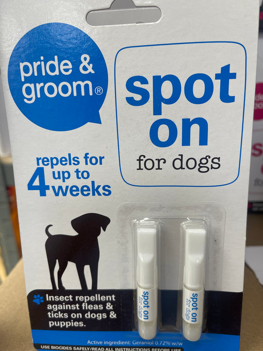 Spot on for dogs repels fleas and ticks