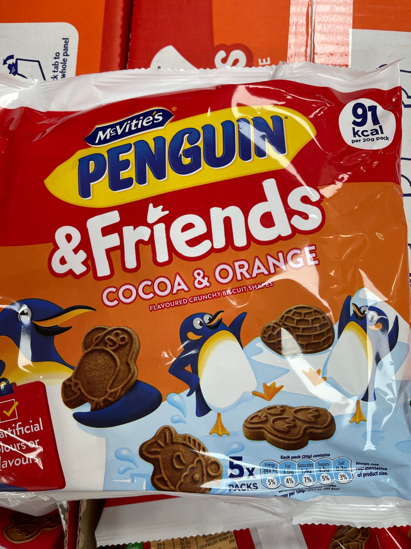 Mcvities penguin and friends cocoa and orange biscuit shapes