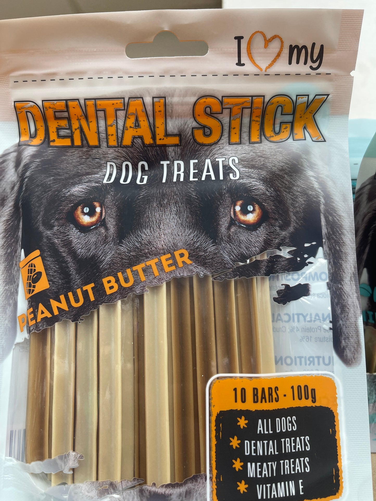 Dental stick dog treats 10 bars peanut butter