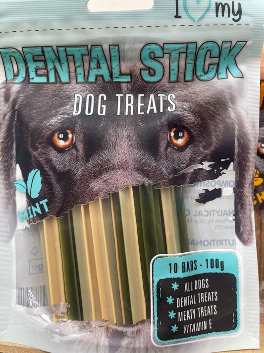 Dental stick dog treats 10 bars mint