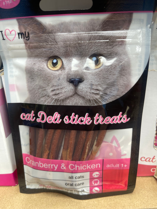 I love my cat deli sticks treats cranberry and chicken