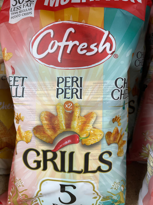 Corfresh grills 5 in pack 2 sweet chilli 2 peri peri and 1 chilli cheese