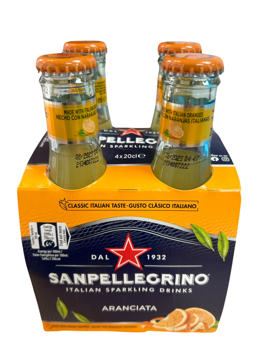 4pk sanpallegrino Italian orange sparkling drinks 4 x 20cl bottles