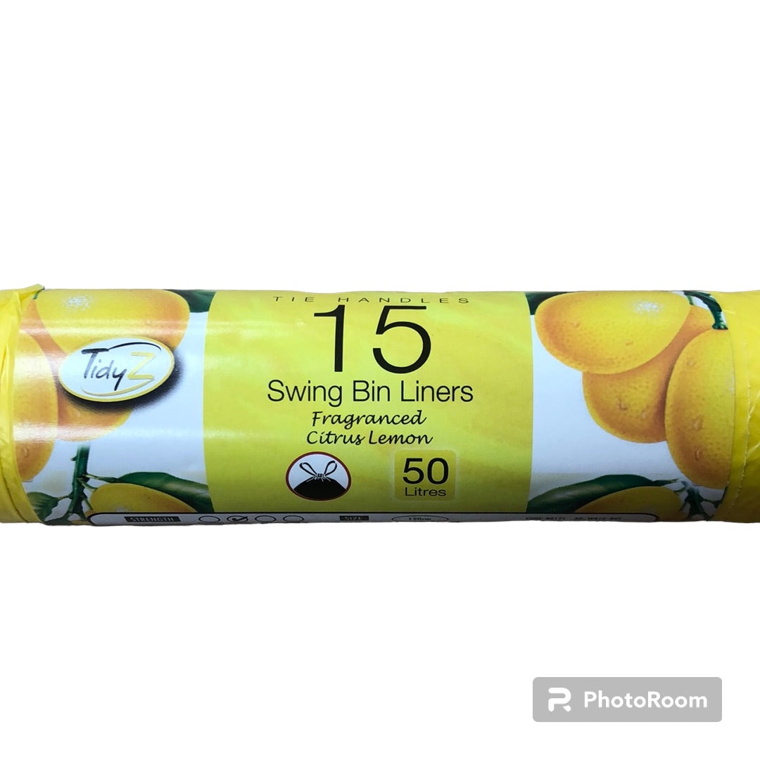 15 x 50L swing bin liners Citrus lemon