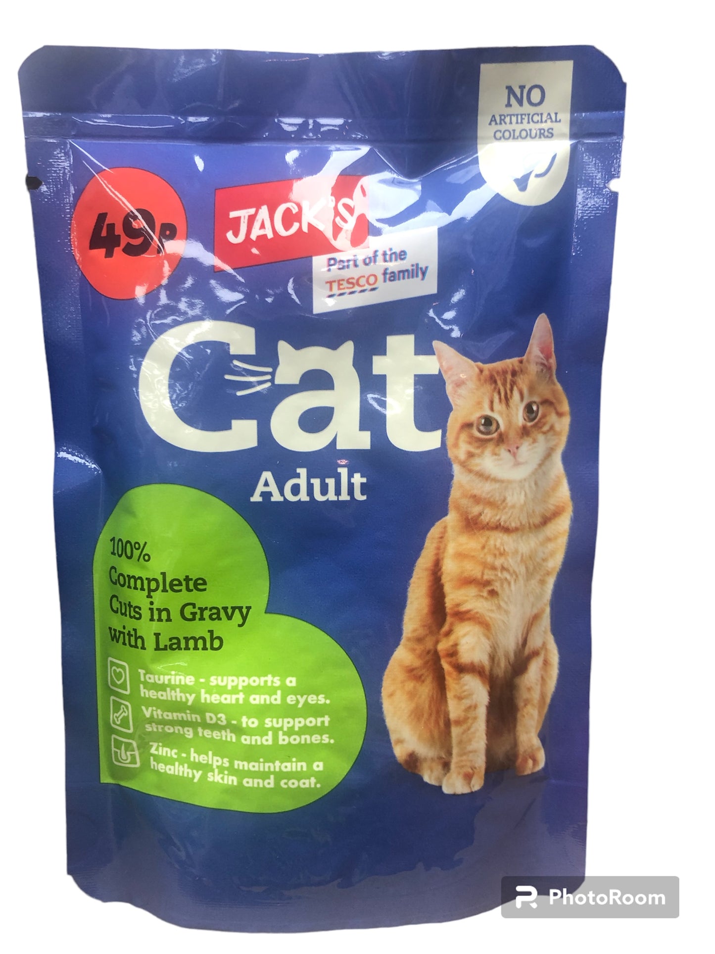 Jacks adult cat food 100% complete cuts in gravy 100g