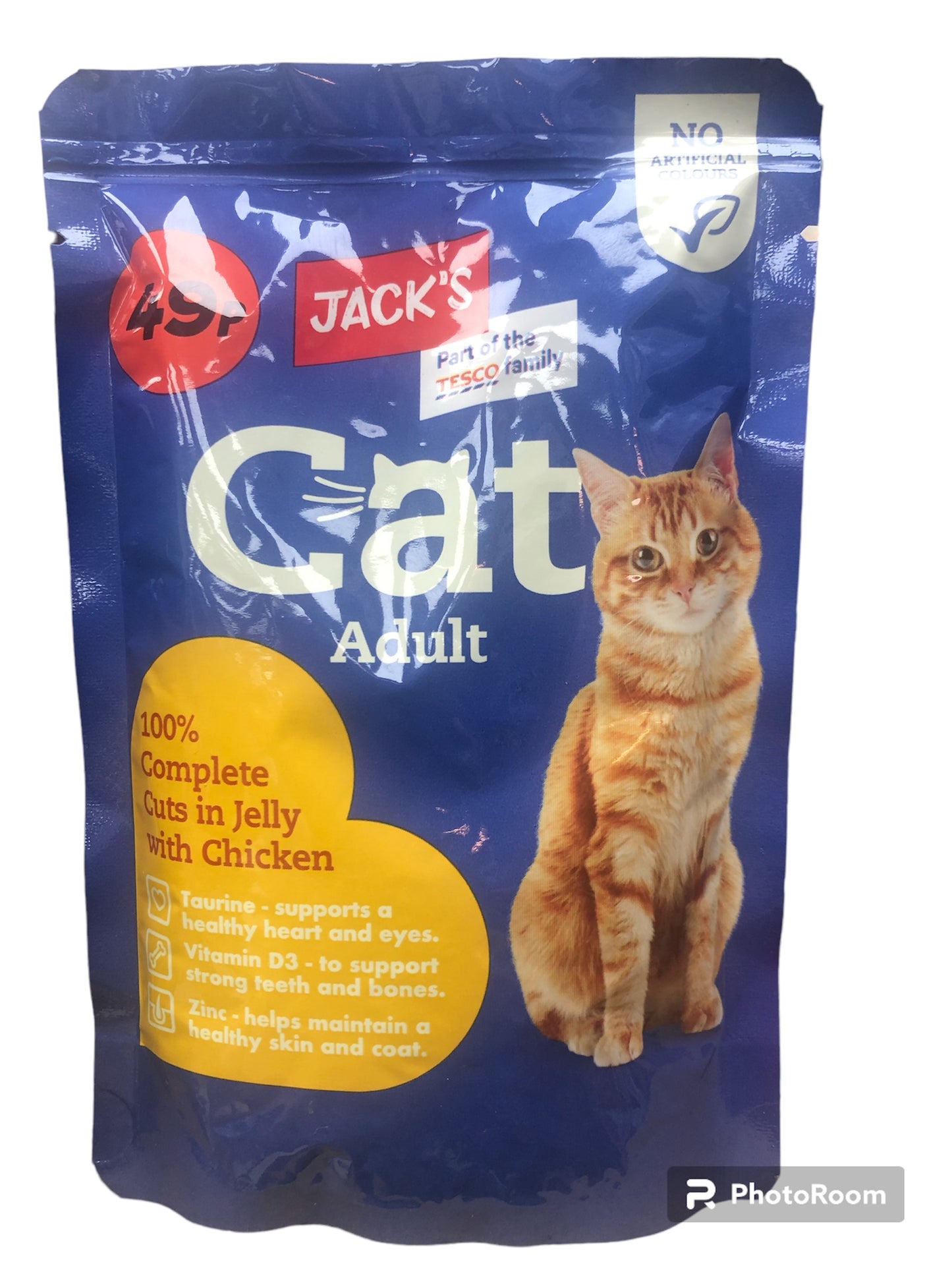 Jacks adult cat food 100% complete cuts in jelly with chicken 100g