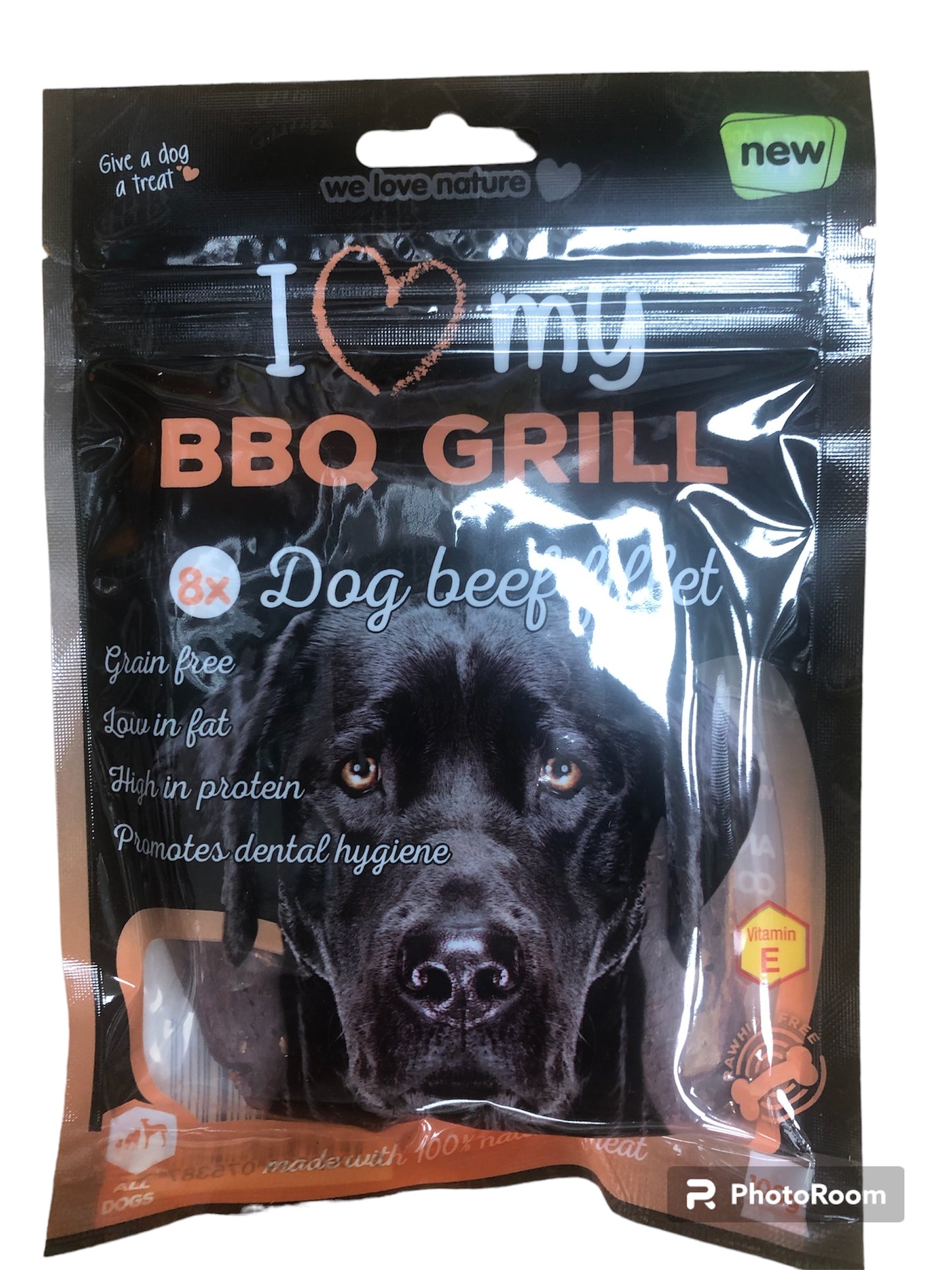 I ❤️ my bbq grill dog beef fillet x 8 100g