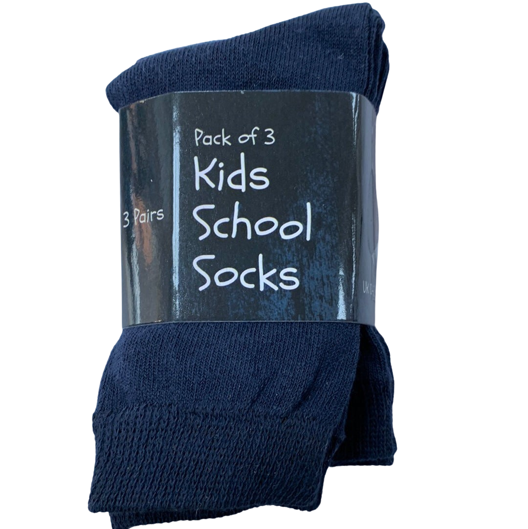 3pk Kid’s school socks Navy blue 6-8.5