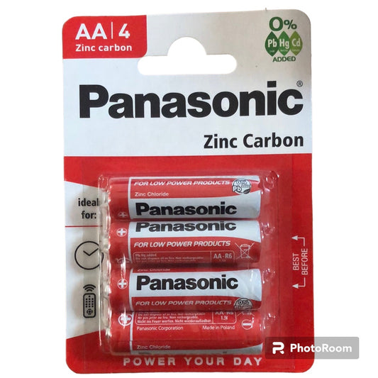 Pack of 4 x AA Panasonic batteries
