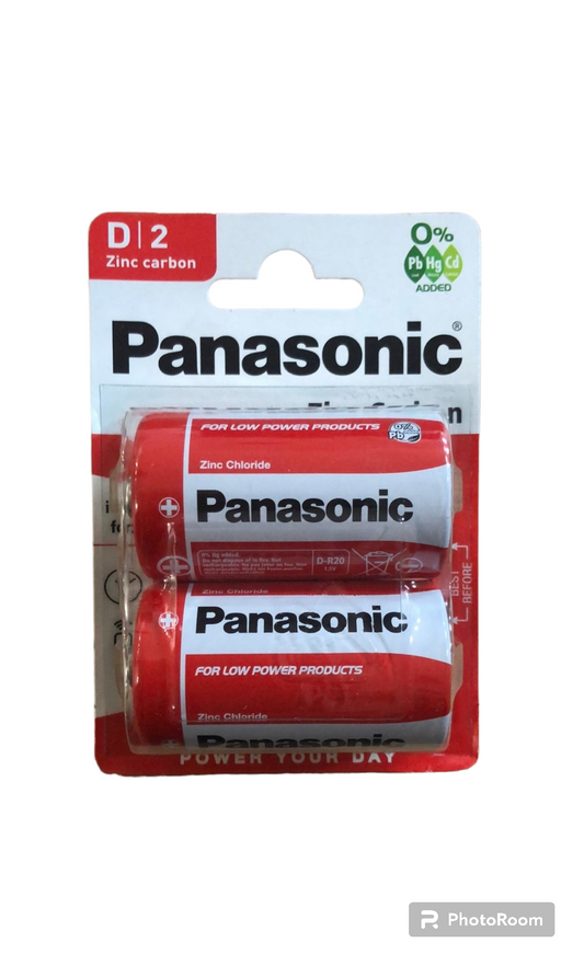 Pack of 2 x D size Panasonic batteries