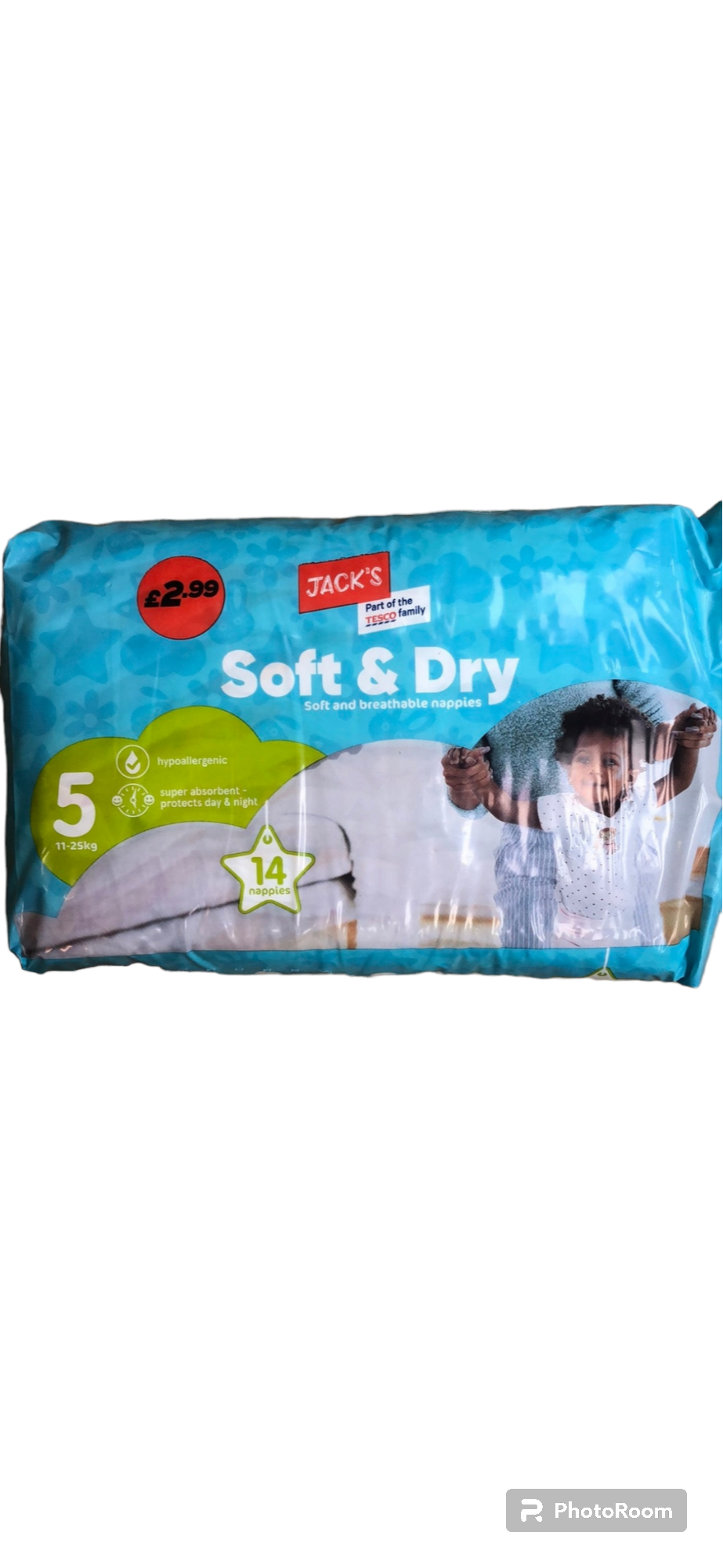 Jacks soft and dry 11-25kg 14 nappies