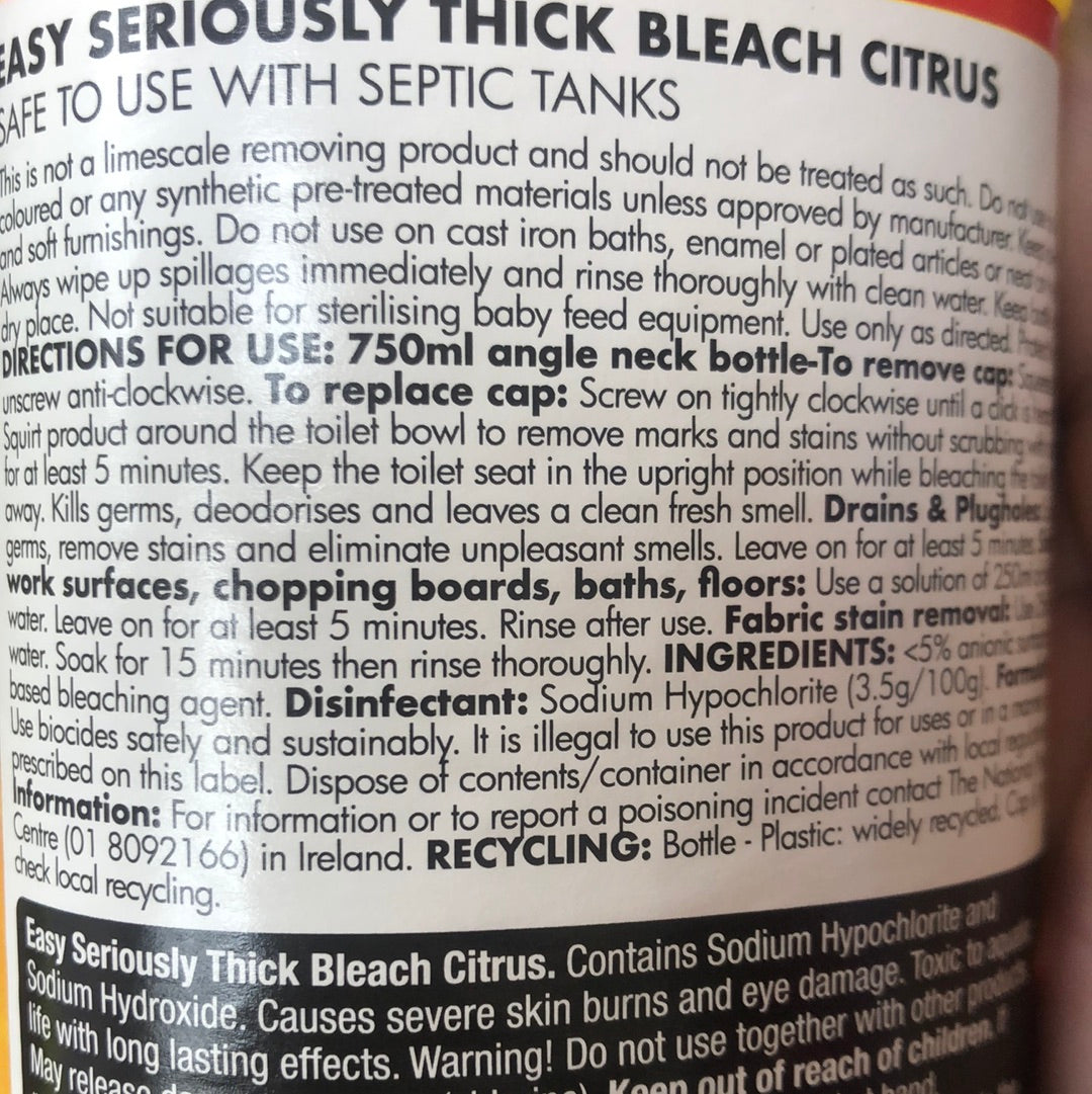 EASY SERIOUSLY THICK BLEACH CITRUS 750ML