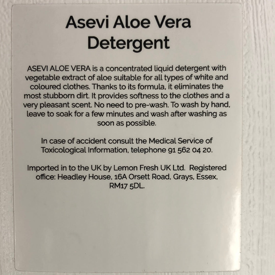 Asevi Detergent Wash Gel 40 Wash 2.4 Litre - Aloe Vera