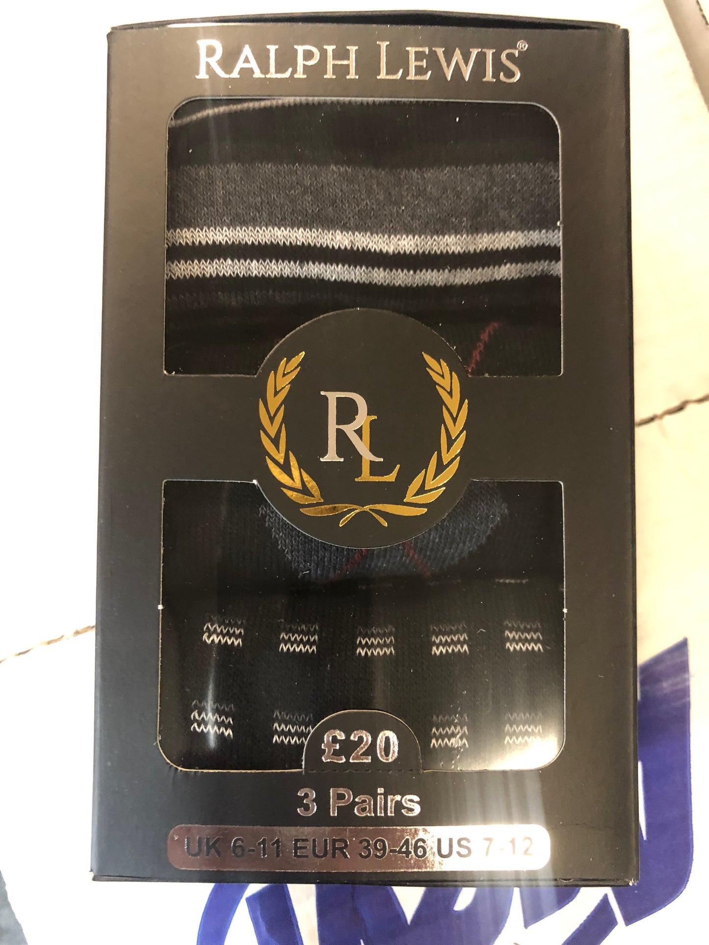 RALPH LEWIS men’s socks 3pk size 6-11